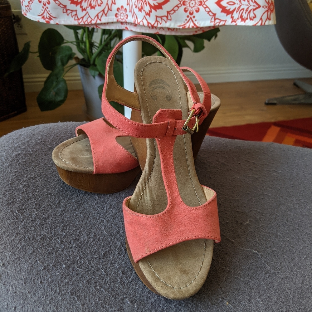 Coral Wedge Sandals 3.5"/ Sz 6.5